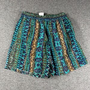 Speedo Vintage Mens Large Tribal Geometric Print Swim Trunks Teal Blue 90s